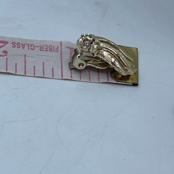 Vintage Lisner plume crawler earring rhinestones clip style. - Picture 6 of 7